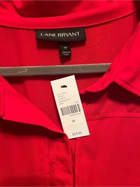 Lane Bryant Vibrant Red Button-Up Shirt